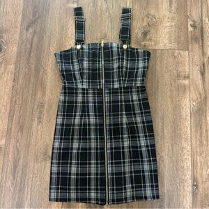 Forever 21 Plaid Jumper, Zip-Up Dress with Straps, Academia, Preppy, Small